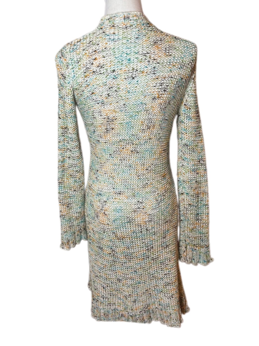Vertigo Paris Y2K Chunky Space Dye Cardigan Small Ruffle Hem - Picture 5 of 8